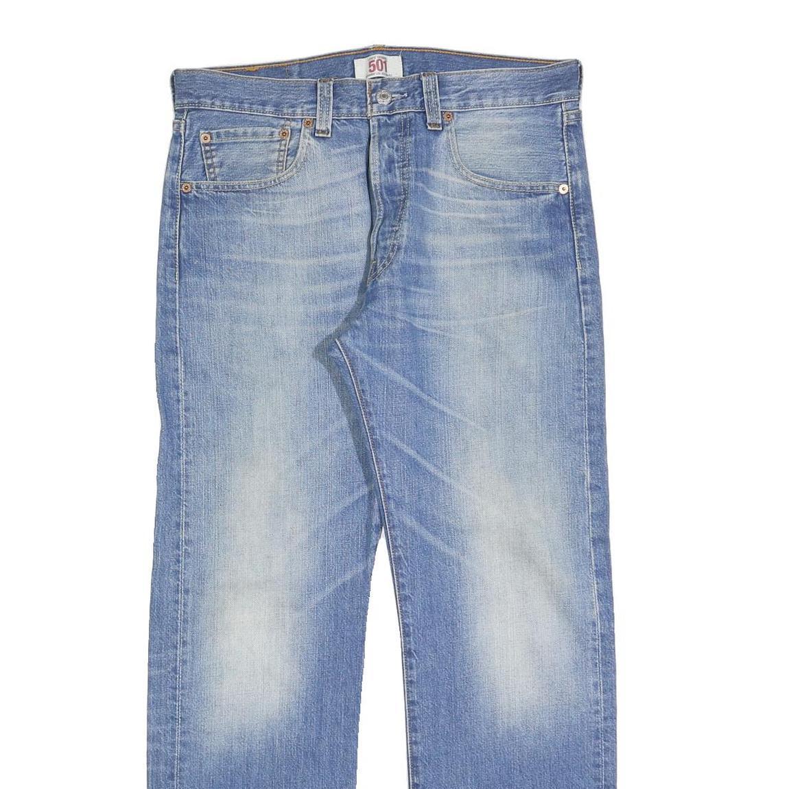 LEVI'S 501 Mens Jeans Blue Regular Straight Denim Light W32 L30 Classic Button