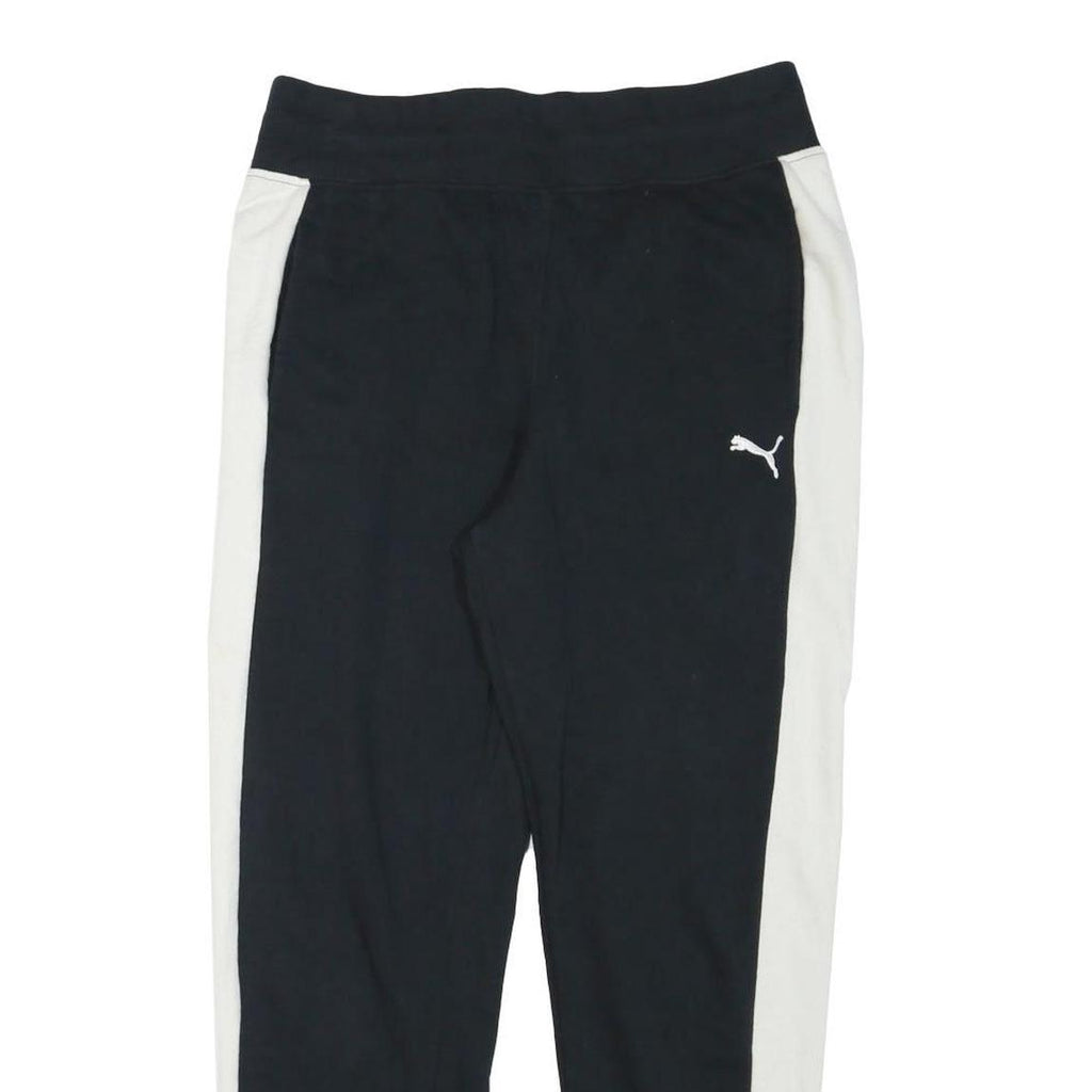 PUMA Womens Joggers Black & White Regular Slim UK 14 W34 L27 Cotton Blend