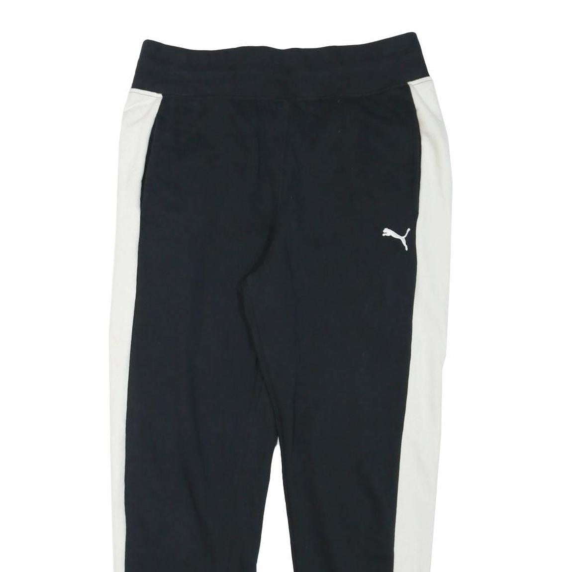 PUMA Womens Joggers Black & White Regular Slim UK 14 W34 L27 Cotton Blend