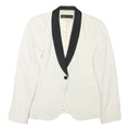 ZARA Womens White & Black Contrast Blazer Jacket M Polyester Blend Button