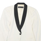 ZARA Womens White & Black Contrast Blazer Jacket M Polyester Blend Button