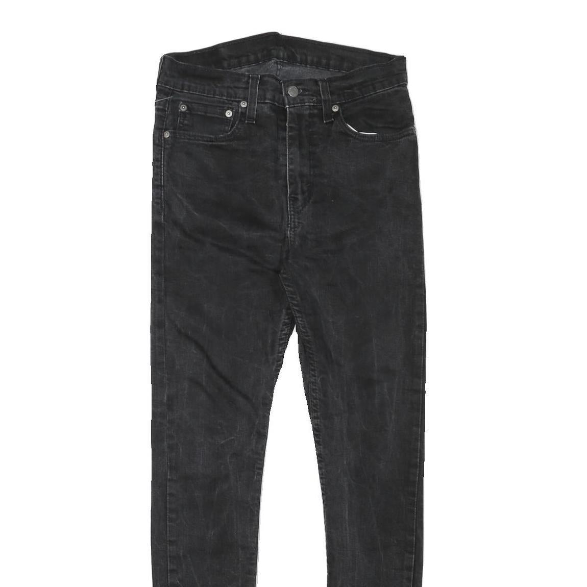 LEVI'S Mens Slim Black Denim Skinny W27 L28 Cotton Blend Zip Jeans