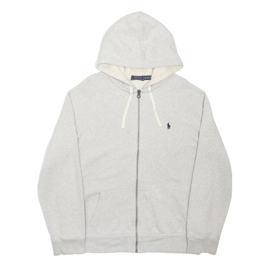 POLO RALPH LAUREN Mens Grey Full Zip Hoodie XL Cotton Blend Sweatshirt