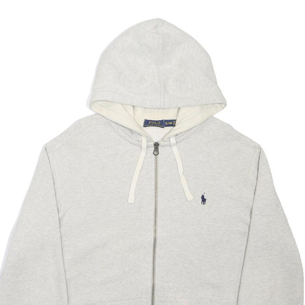 POLO RALPH LAUREN Mens Grey Full Zip Hoodie XL Cotton Blend Sweatshirt