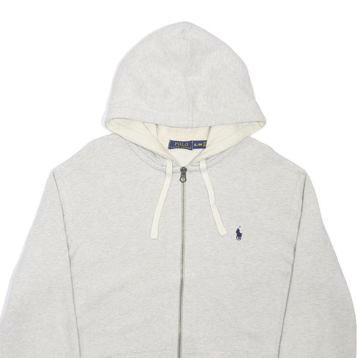 POLO RALPH LAUREN Mens Grey Full Zip Hoodie XL Cotton Blend Sweatshirt