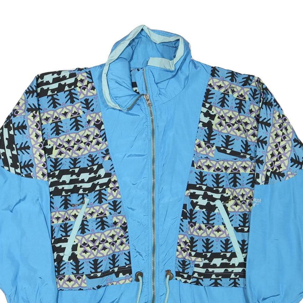 TRUIMPH SPORT Mens Blue Polyester Blend Zip Jacket L Printed Panel Sporty Casual
