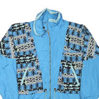 TRUIMPH SPORT Mens Blue Polyester Blend Zip Jacket L Printed Panel Sporty Casual