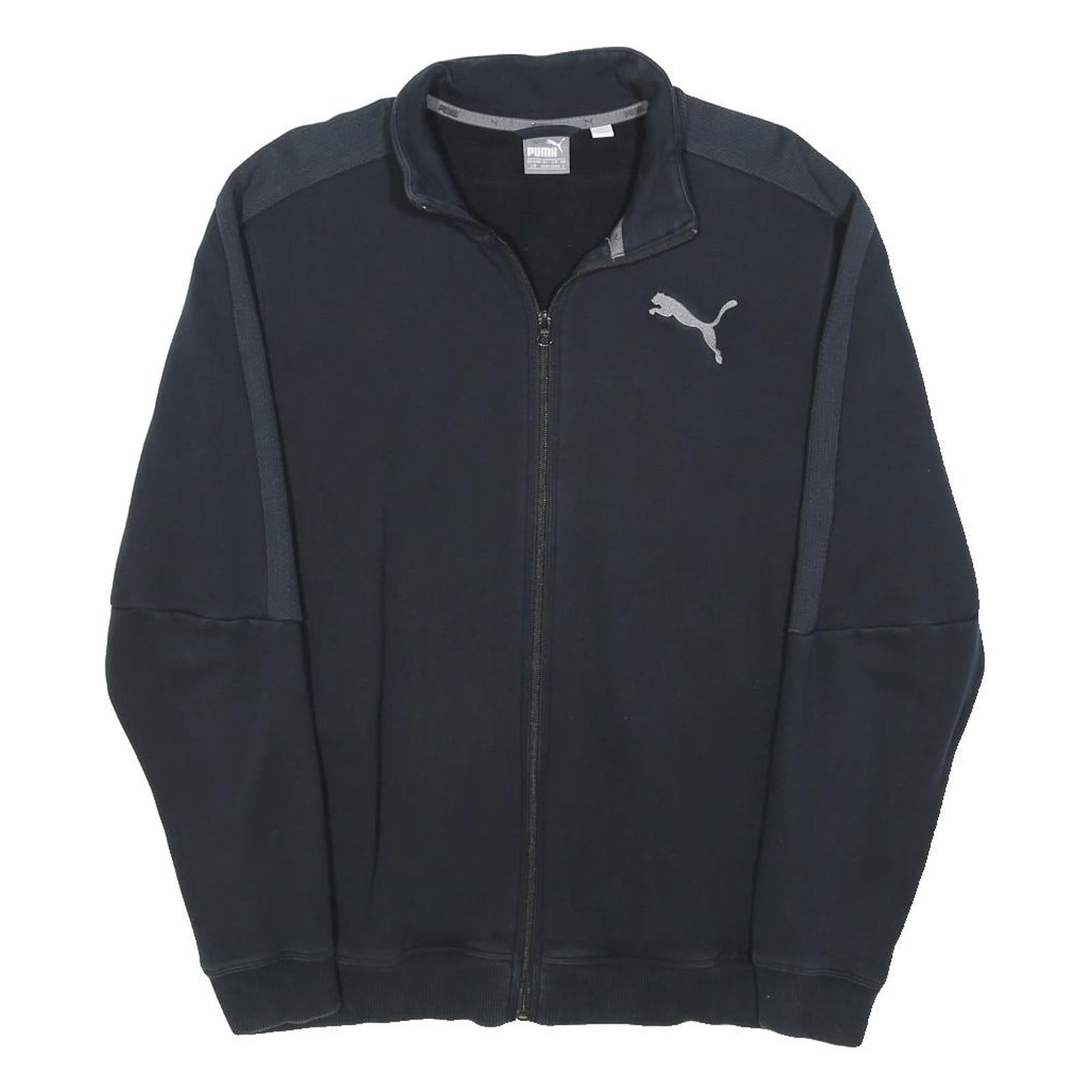PUMA Mens Black & Grey Zip Up Sweatshirt L Cotton Blend Track Top