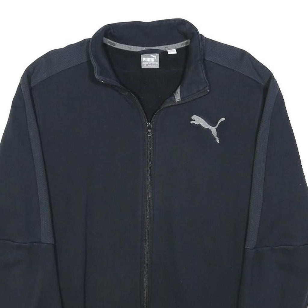 PUMA Mens Black & Grey Zip Up Sweatshirt L Cotton Blend Track Top