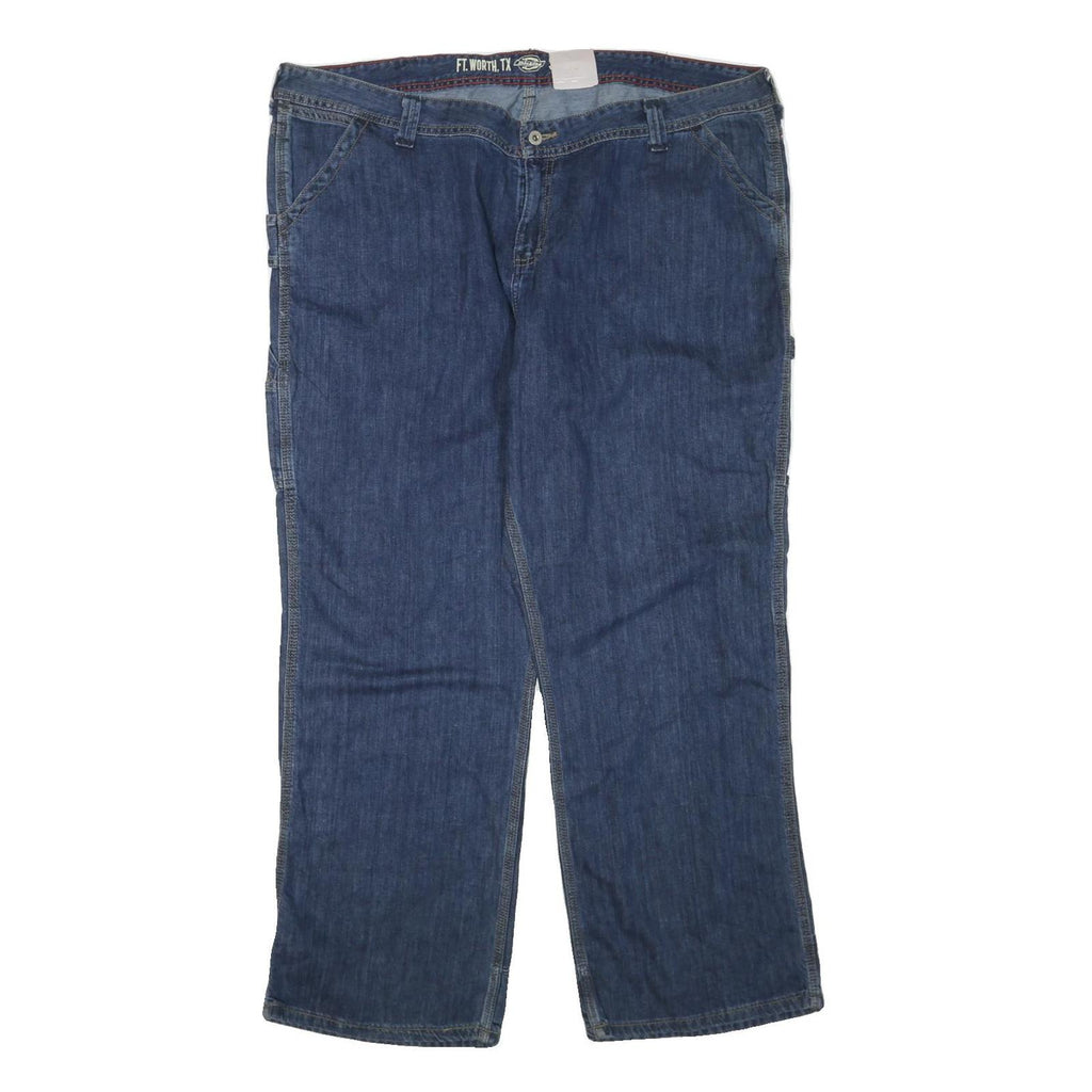 DICKIES Womens Blue Regular Straight Denim Jeans W44 L31 Workwear Zip Closure