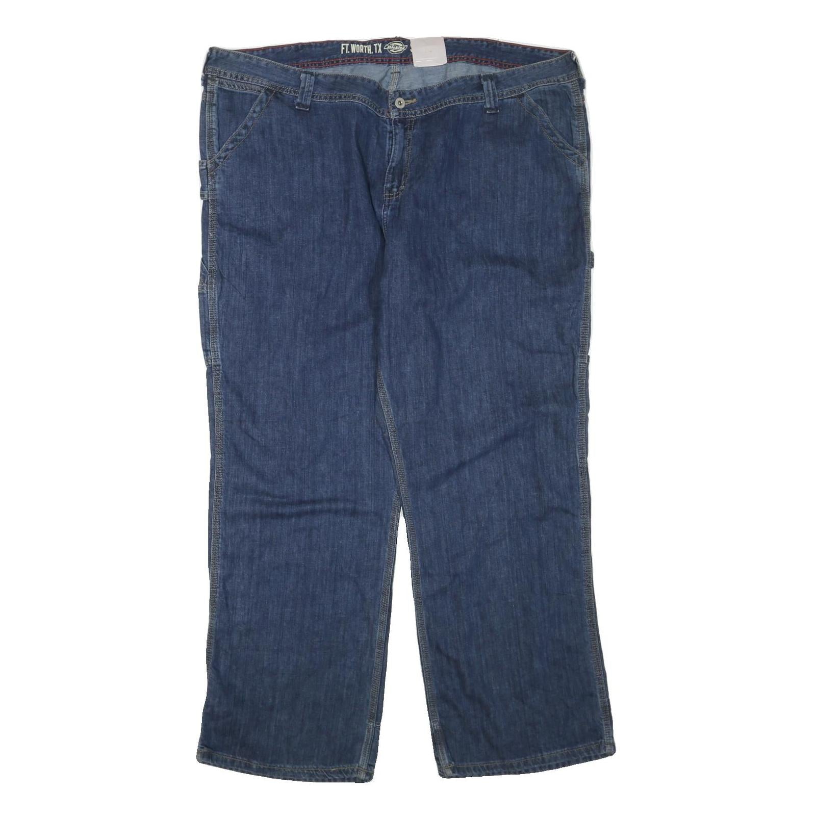 DICKIES Womens Blue Regular Straight Denim Jeans W44 L31 Workwear Zip Closure