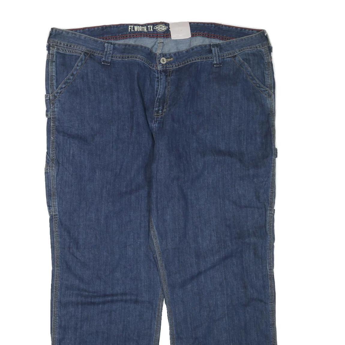 DICKIES Womens Blue Regular Straight Denim Jeans W44 L31 Workwear Zip Closure