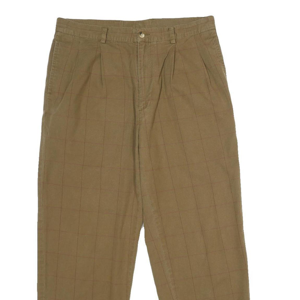 NAUTICA Mens Classic Cotton Beige Checked Straight Leg Trousers W36 L30 Casual