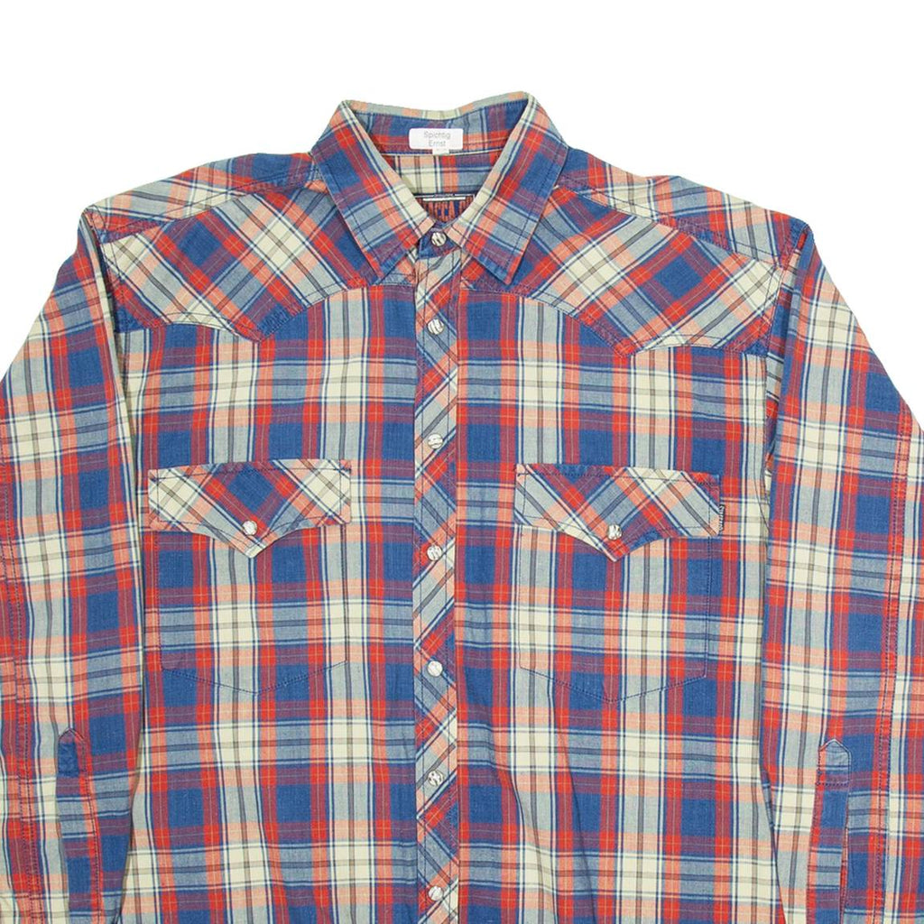 STACCA CO Mens Shirt Blue Check Long Sleeve M