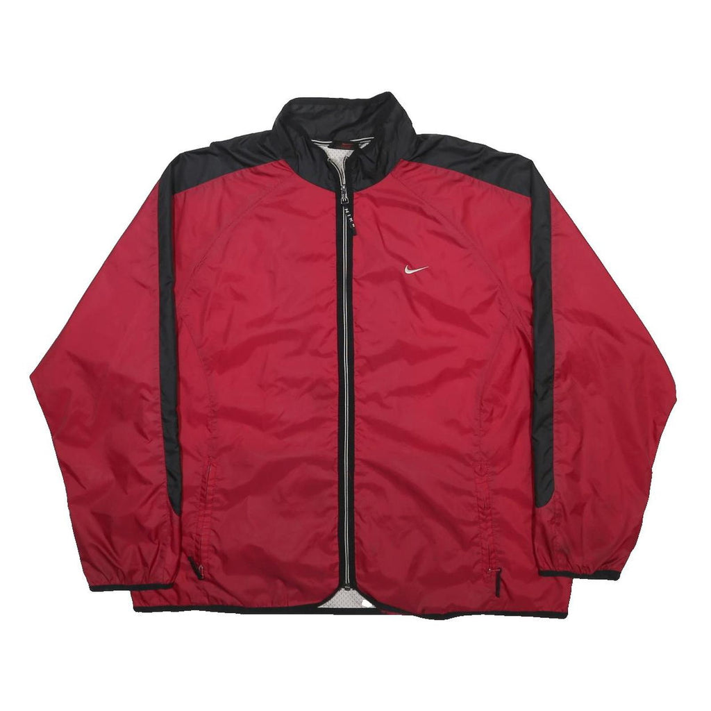 NIKE Womens Red & Black Athletic Jacket XL Nylon Plain Zip Sportswear