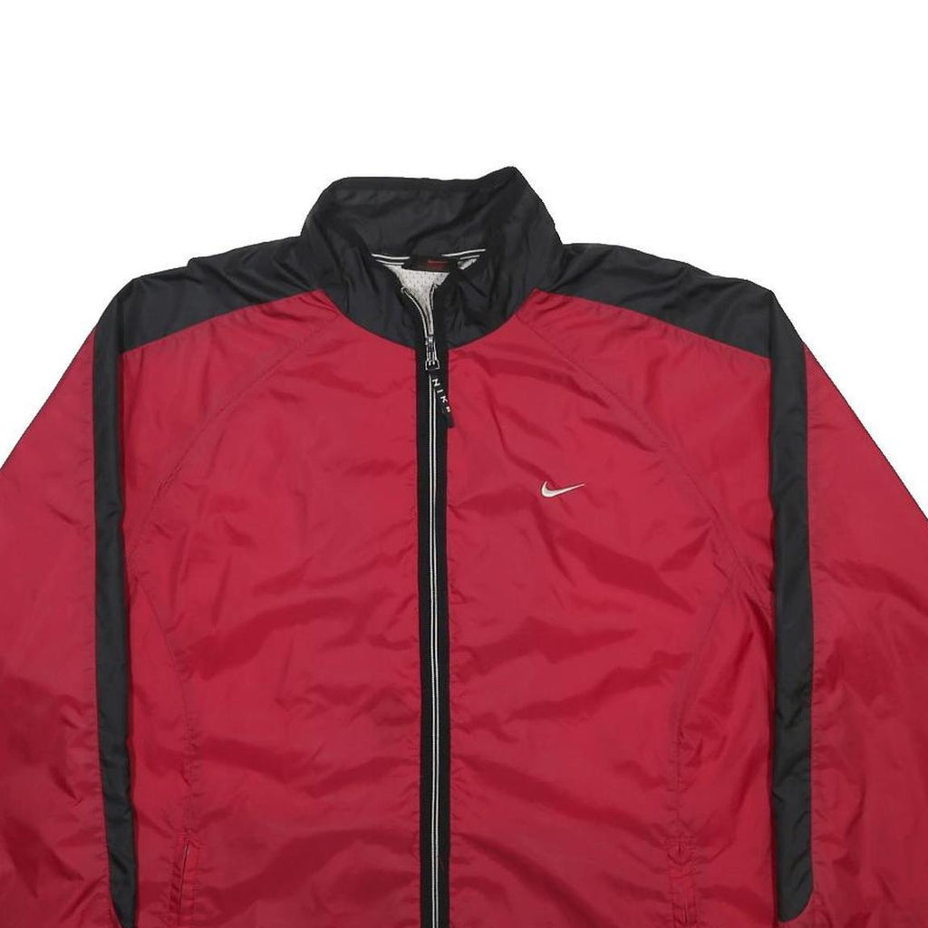 NIKE Womens Red & Black Athletic Jacket XL Nylon Plain Zip Sportswear