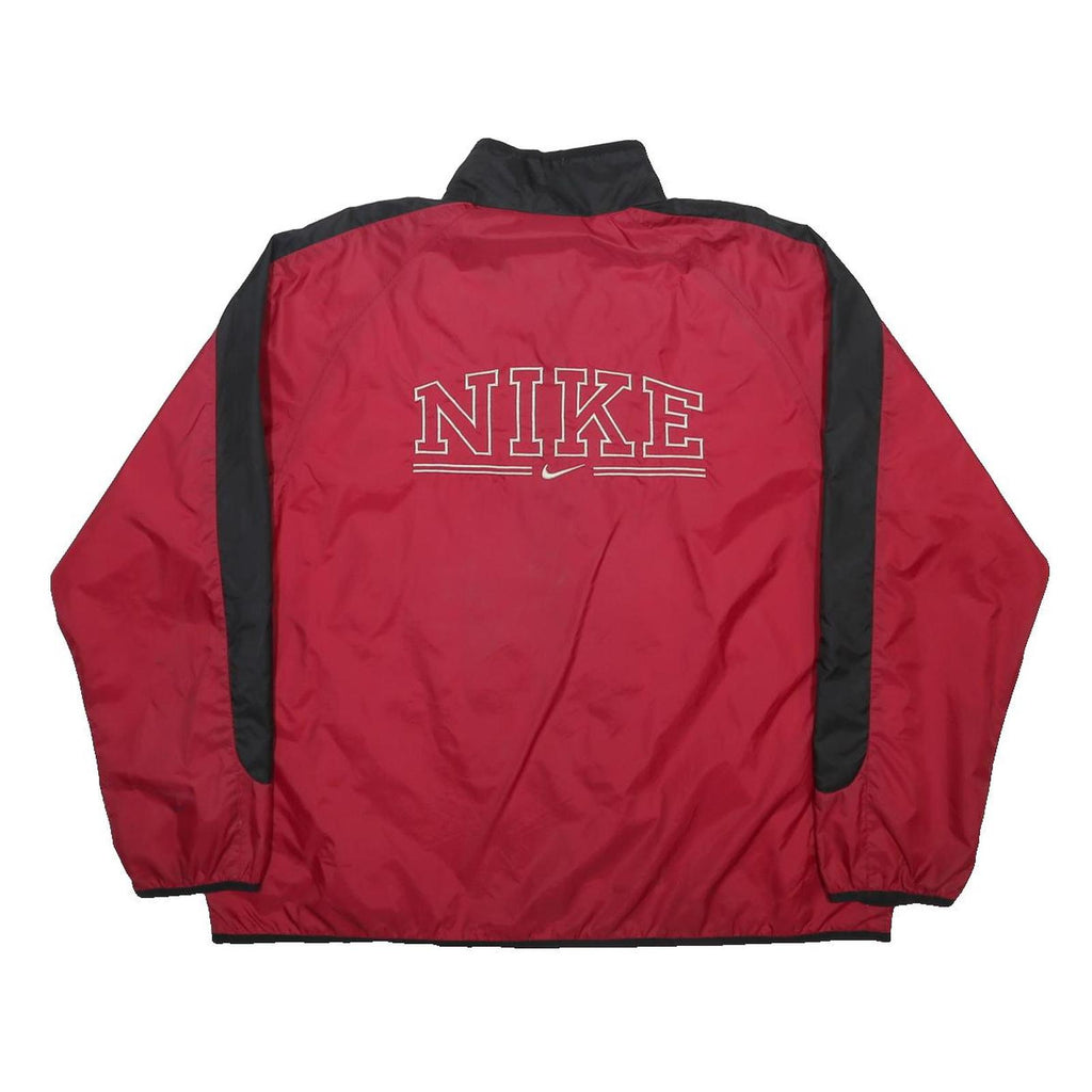 NIKE Womens Red & Black Athletic Jacket XL Nylon Plain Zip Sportswear