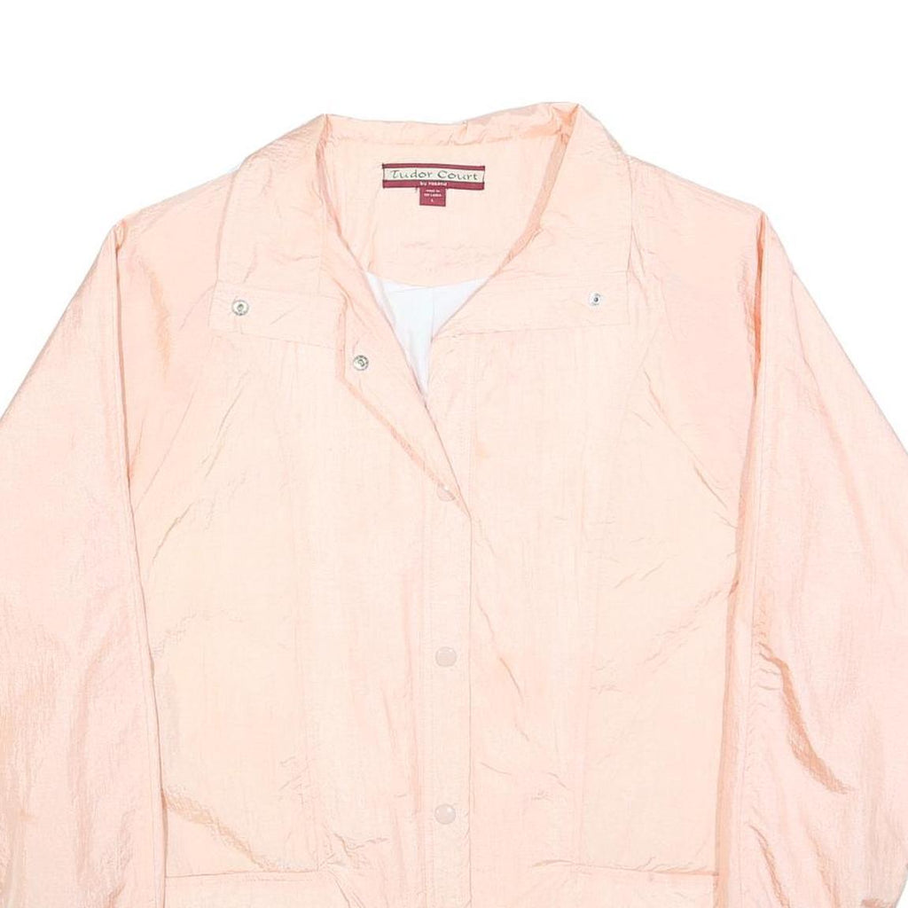 TUDOR COURT Womens Peach Pink Button Jacket L Nylon Plain Lightweight Stylish
