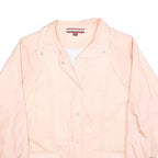 TUDOR COURT Womens Peach Pink Button Jacket L Nylon Plain Lightweight Stylish