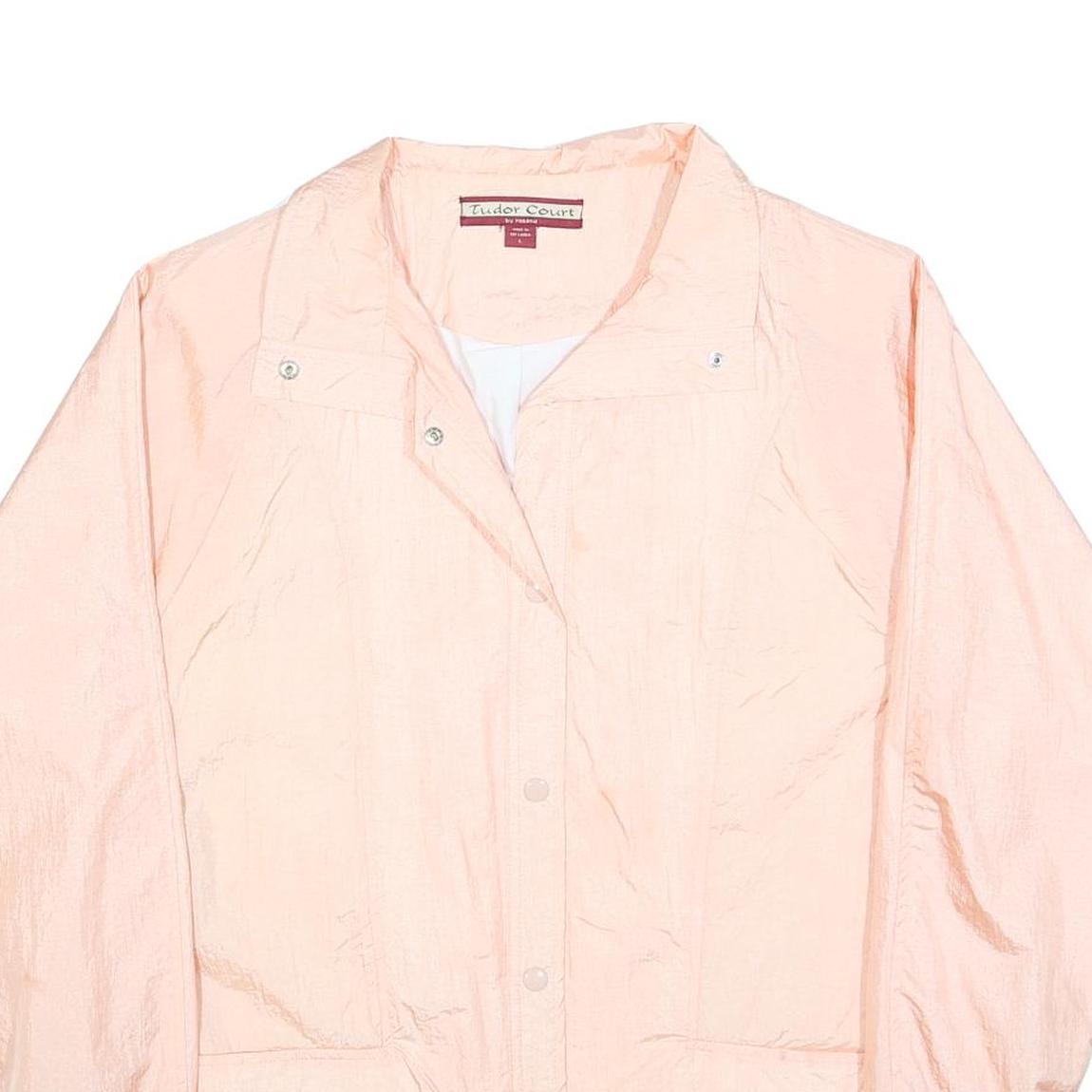 TUDOR COURT Womens Peach Pink Button Jacket L Nylon Plain Lightweight Stylish