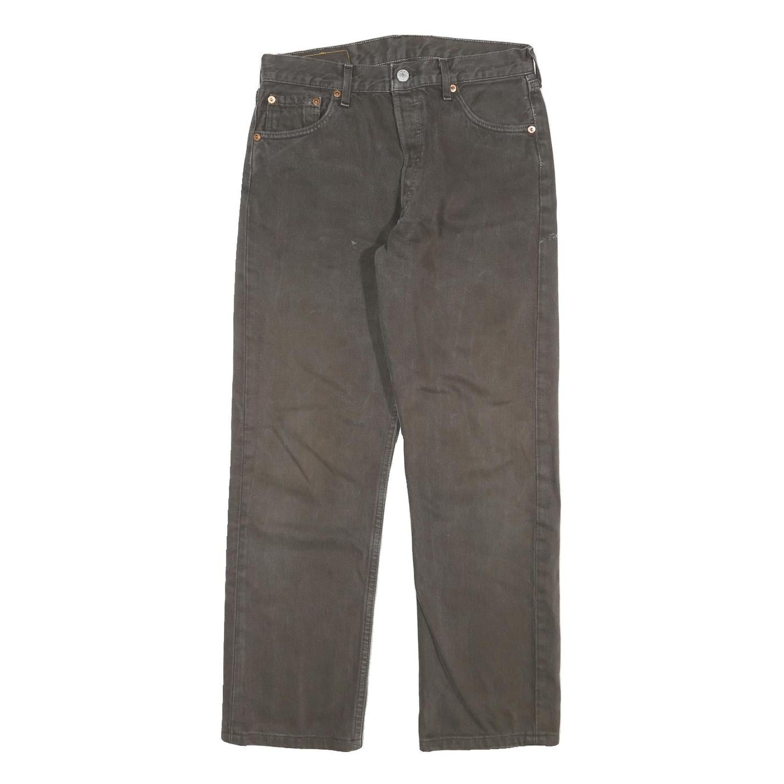 LEVI'S 501 Mens Regular Fit Straight Cotton Blend Black Jeans W28 L27 Classic