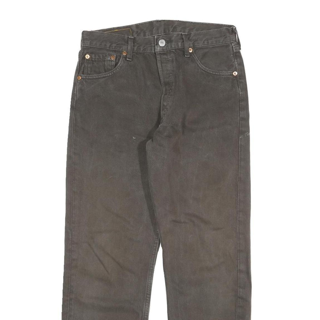 LEVI'S 501 Mens Regular Fit Straight Cotton Blend Black Jeans W28 L27 Classic