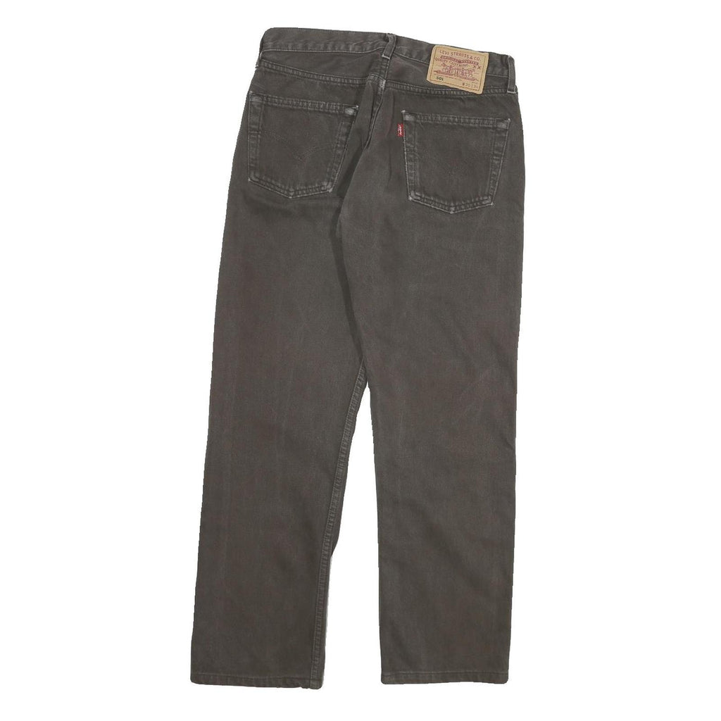 LEVI'S 501 Mens Regular Fit Straight Cotton Blend Black Jeans W28 L27 Classic