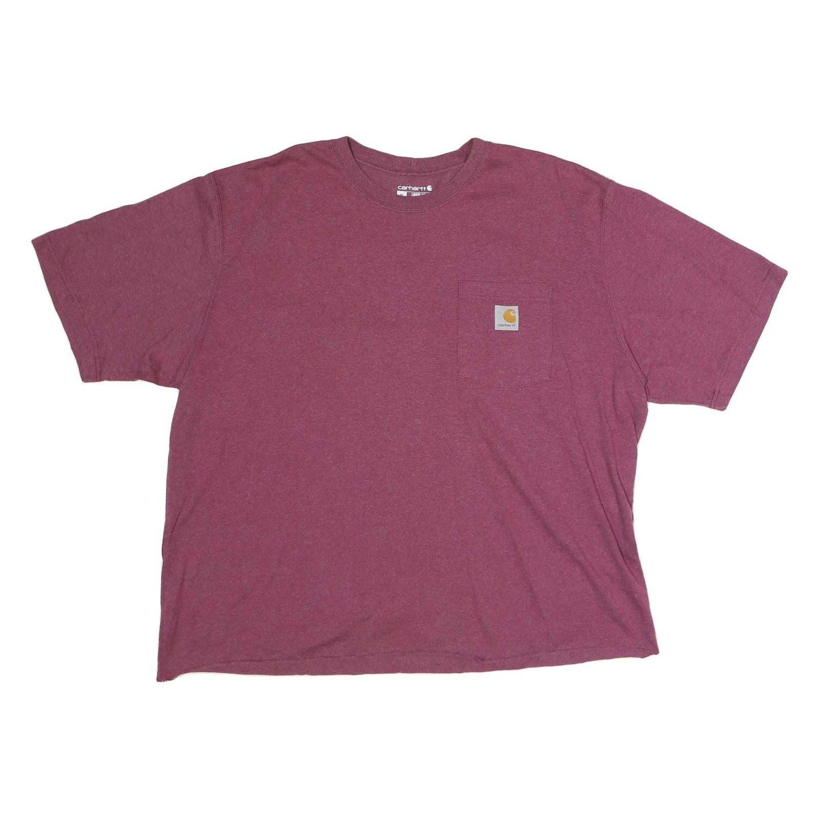 CARHARTT Womens Maroon Plain T-Shirt XL Short Sleeve Crew Neck Pocket Logo