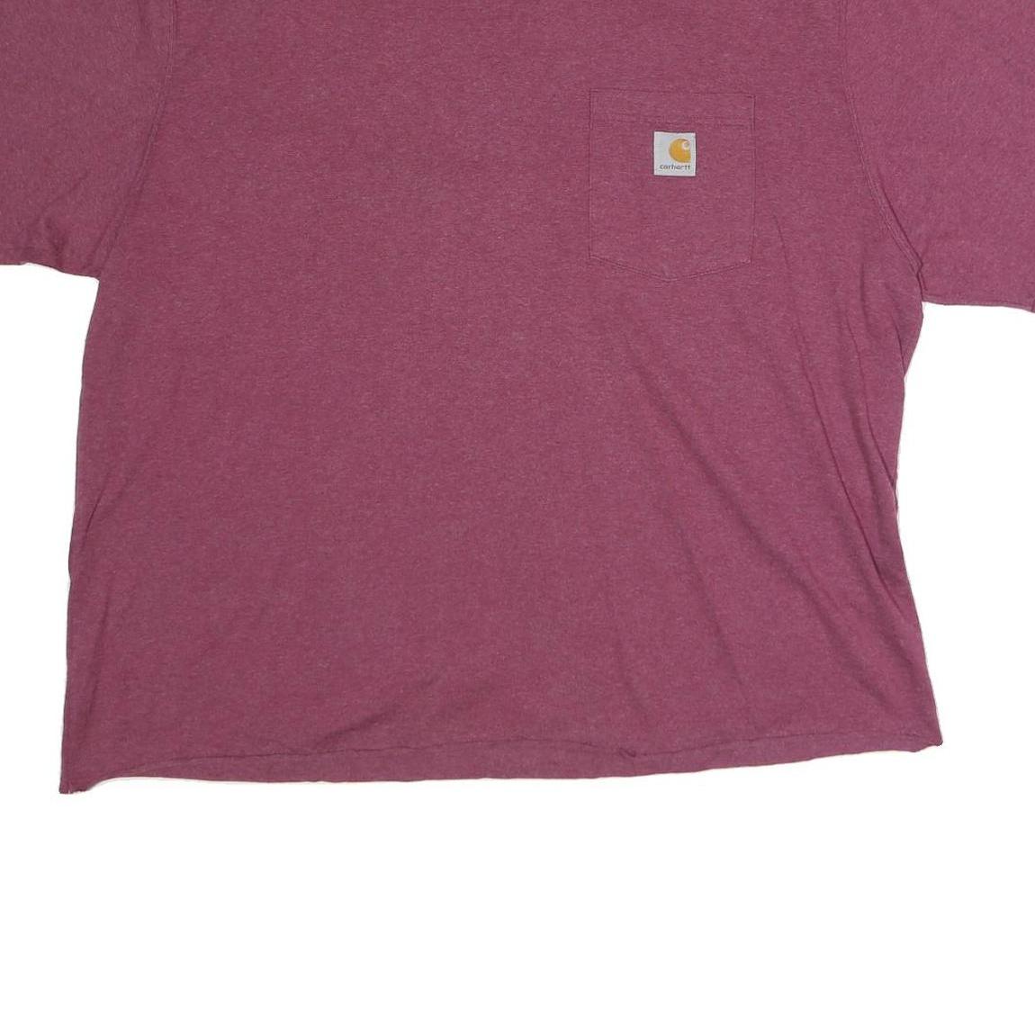 CARHARTT Womens Maroon Plain T-Shirt XL Short Sleeve Crew Neck Pocket Logo