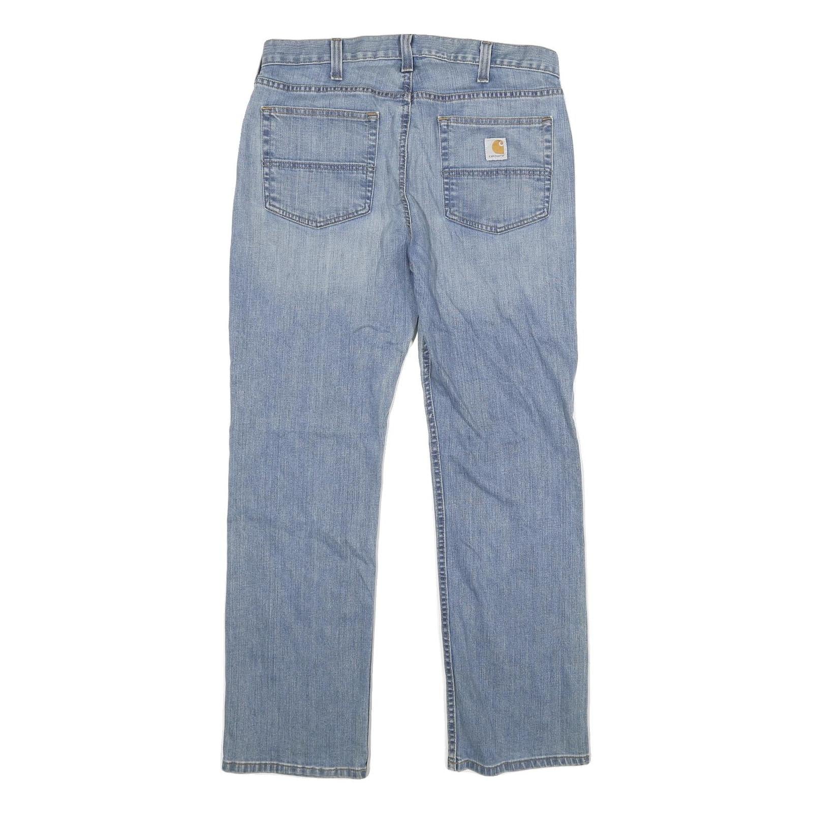 CARHARTT Mens Relaxed Fit Light Blue Denim Jeans W33 L30 Casual Cotton Blend Zip