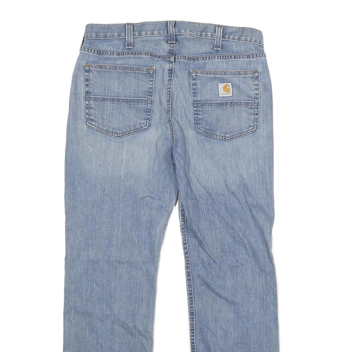 CARHARTT Mens Relaxed Fit Light Blue Denim Jeans W33 L30 Casual Cotton Blend Zip