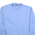 ZARA Womens Blue Basic Shirt Long Sleeve Collared Plain S Cotton Blend