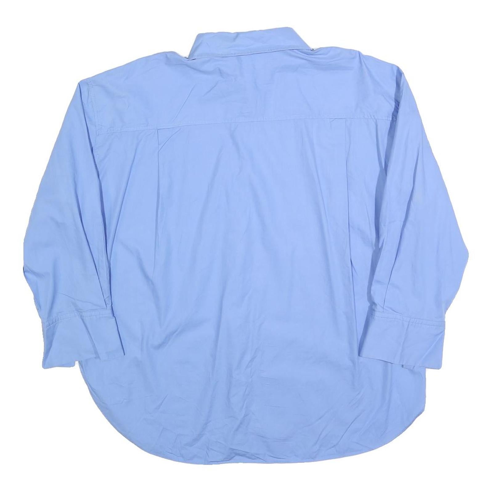 ZARA Womens Blue Basic Shirt Long Sleeve Collared Plain S Cotton Blend