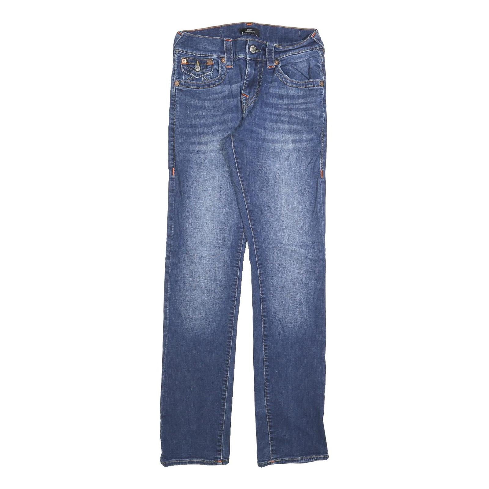 TRUE RELIGION Mens Blue Regular Straight Denim Medium W29 L32 Cotton Blend Zip