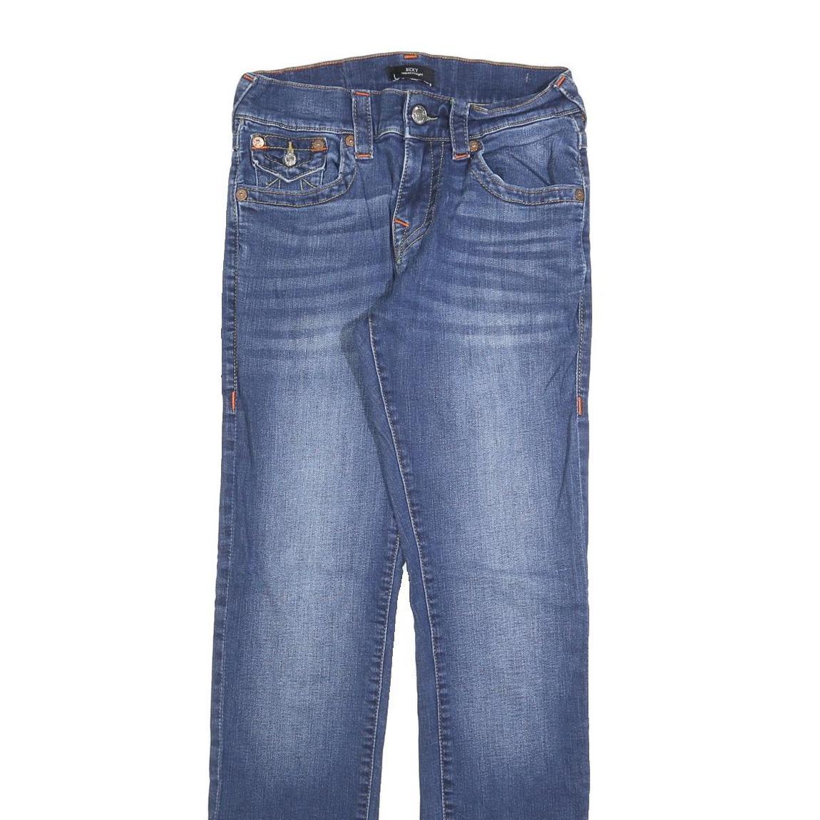 TRUE RELIGION Mens Blue Regular Straight Denim Medium W29 L32 Cotton Blend Zip