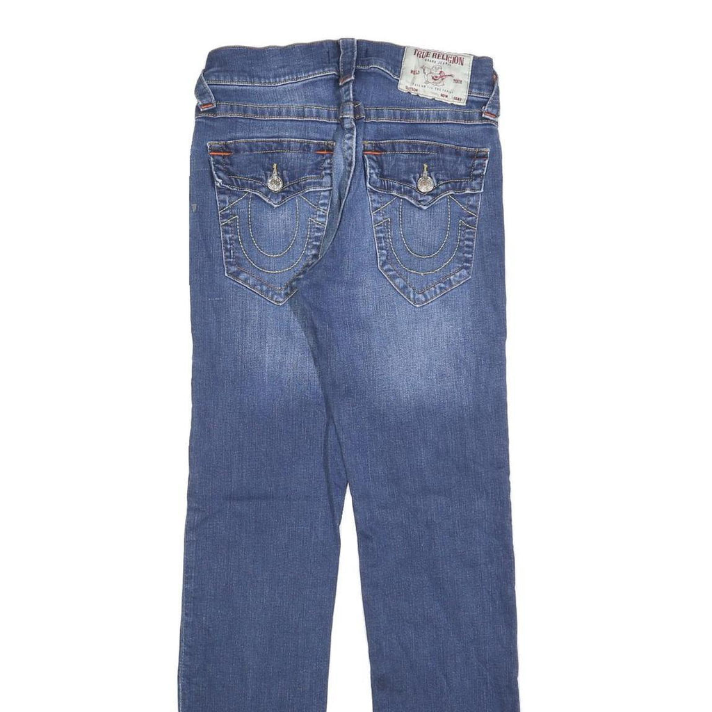 TRUE RELIGION Mens Blue Regular Straight Denim Medium W29 L32 Cotton Blend Zip