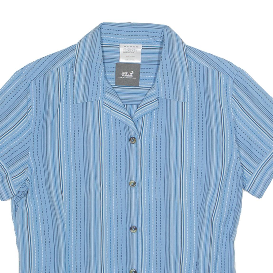JACK WOLFSKIN Utility Womens Shirt Blue Striped UK 10