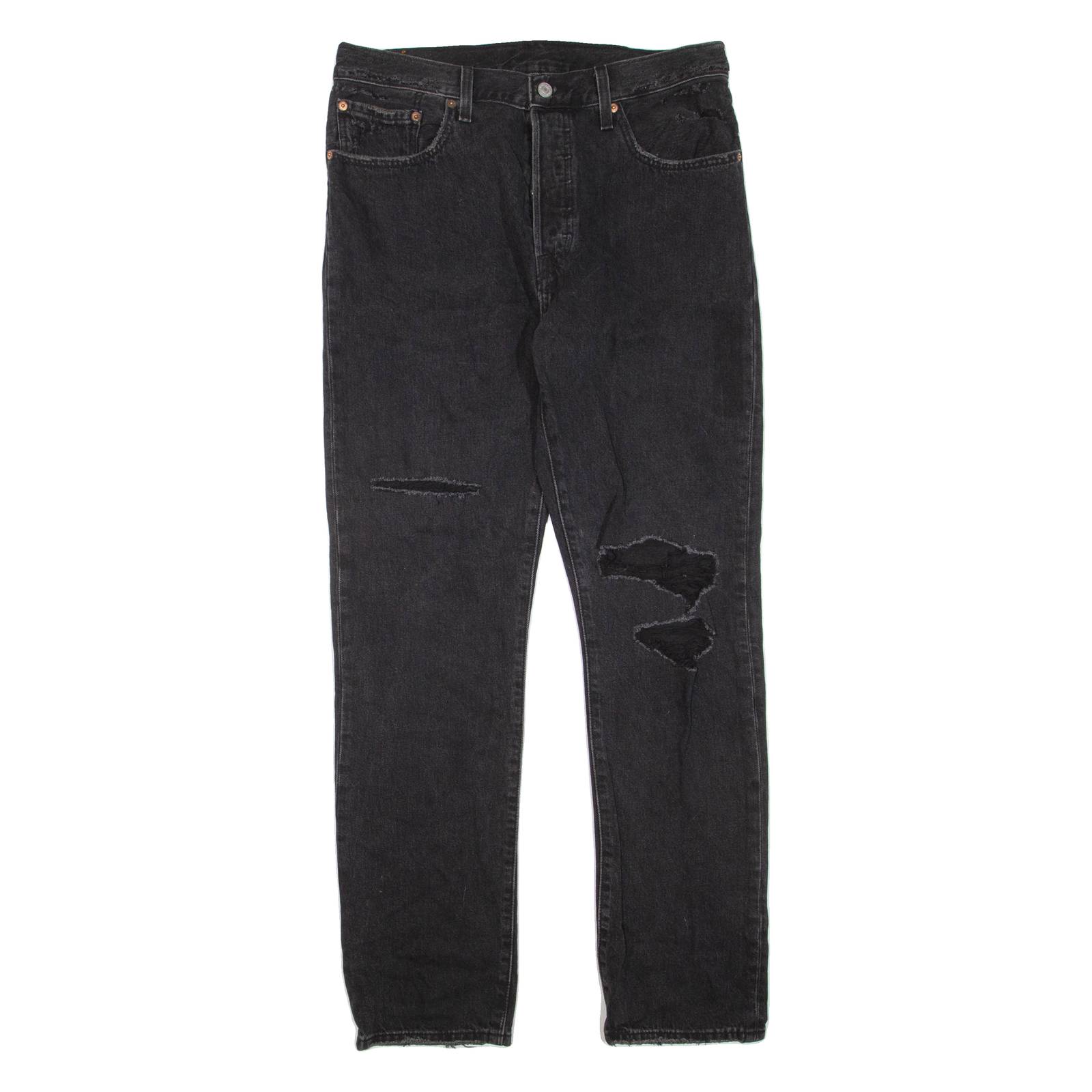 LEVI'S 501 Jeans Distressed Womens Black Regular Straight W31 L32