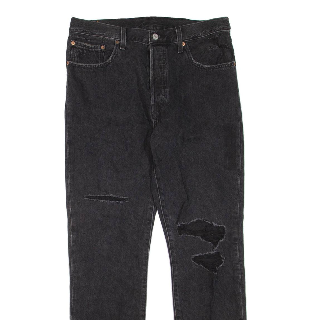 LEVI'S 501 Jeans Distressed Womens Black Regular Straight W31 L32