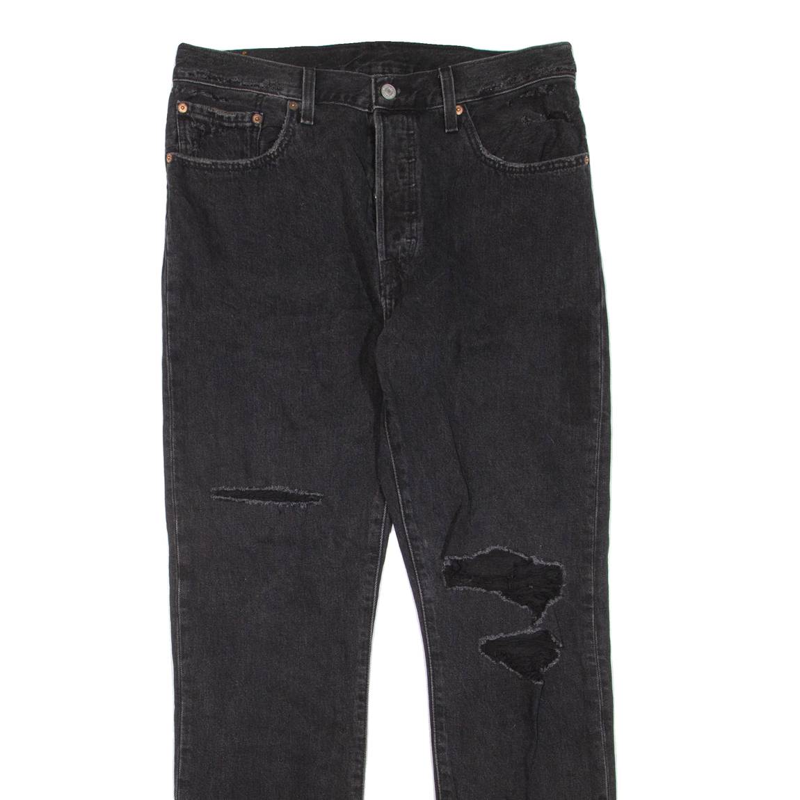 LEVI'S 501 Jeans Distressed Womens Black Regular Straight W31 L32