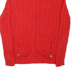 TOMMY HILFIGER Womens Red Patterned Full Zip Jumper Crew Knit M Cable Knit