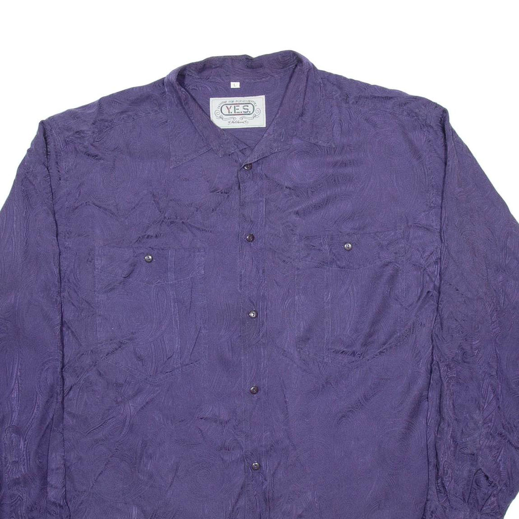 YES Mens Plain Shirt Purple Long Sleeve L