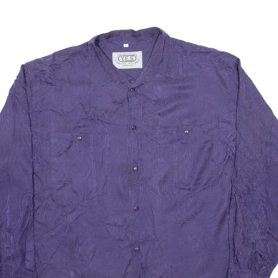 YES Mens Plain Shirt Purple Long Sleeve L