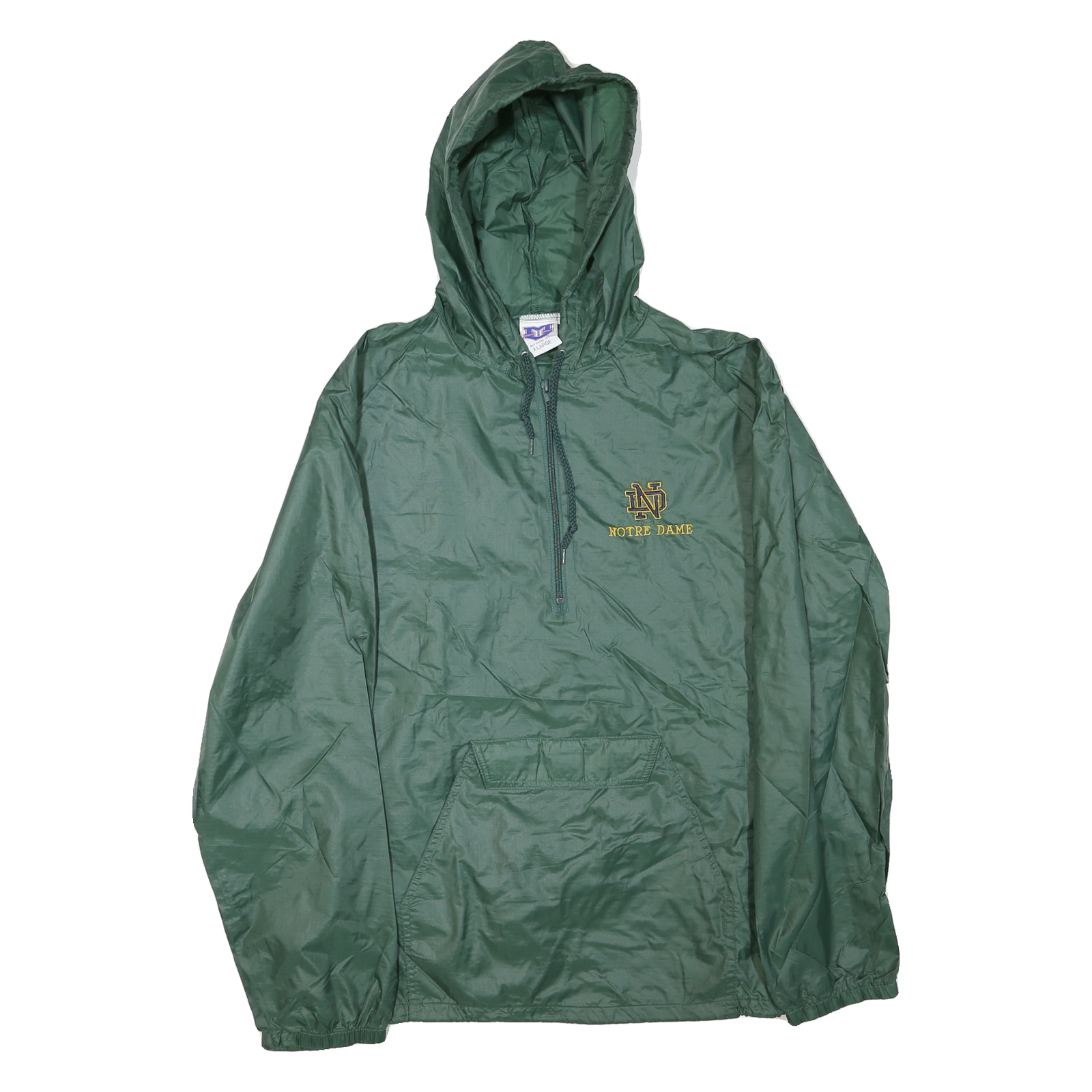 BAY SHORE Mens Green Nylon Hooded Zip Jacket XL Plain Lightweight Outdoor