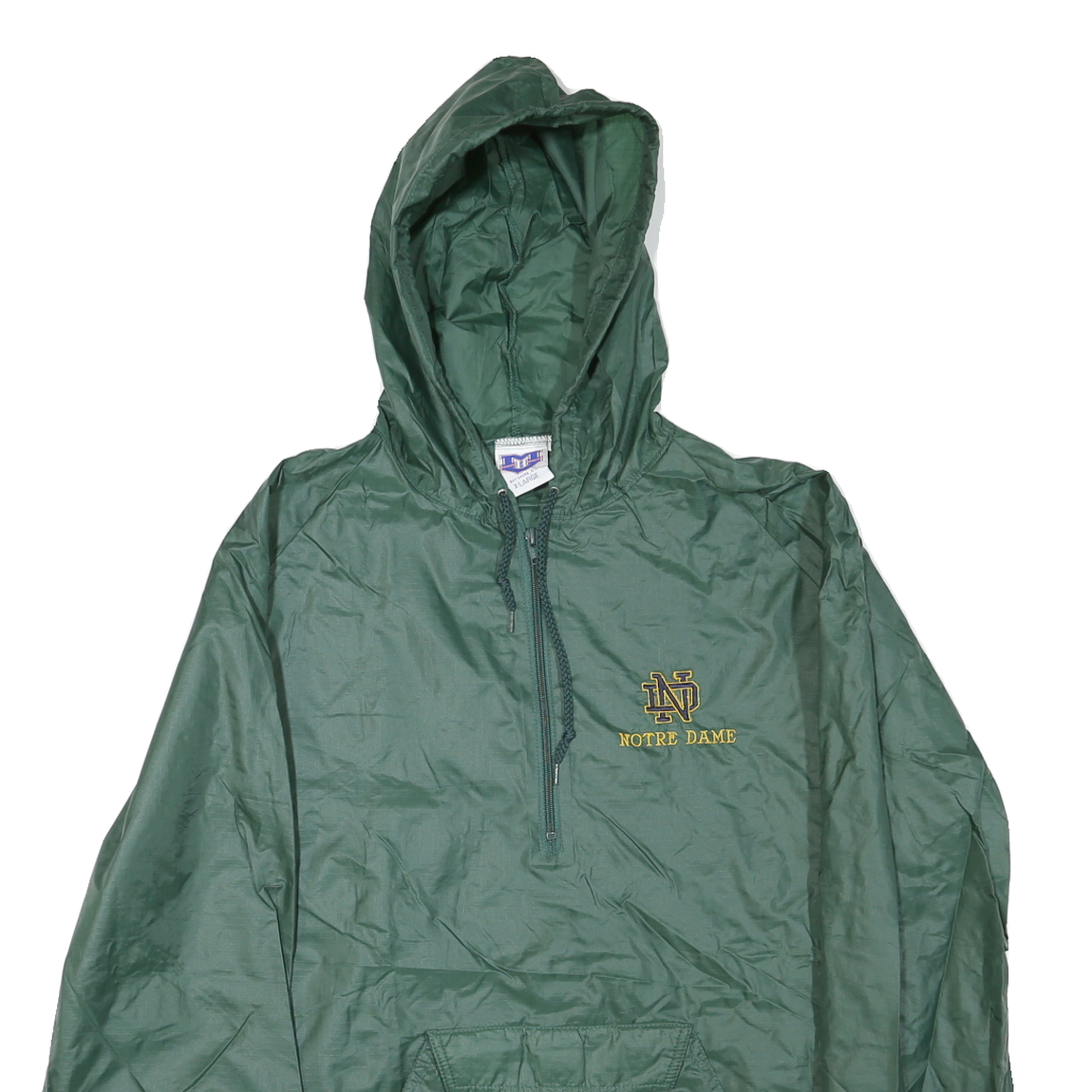 BAY SHORE Mens Green Nylon Hooded Zip Jacket XL Plain Lightweight Outdoor