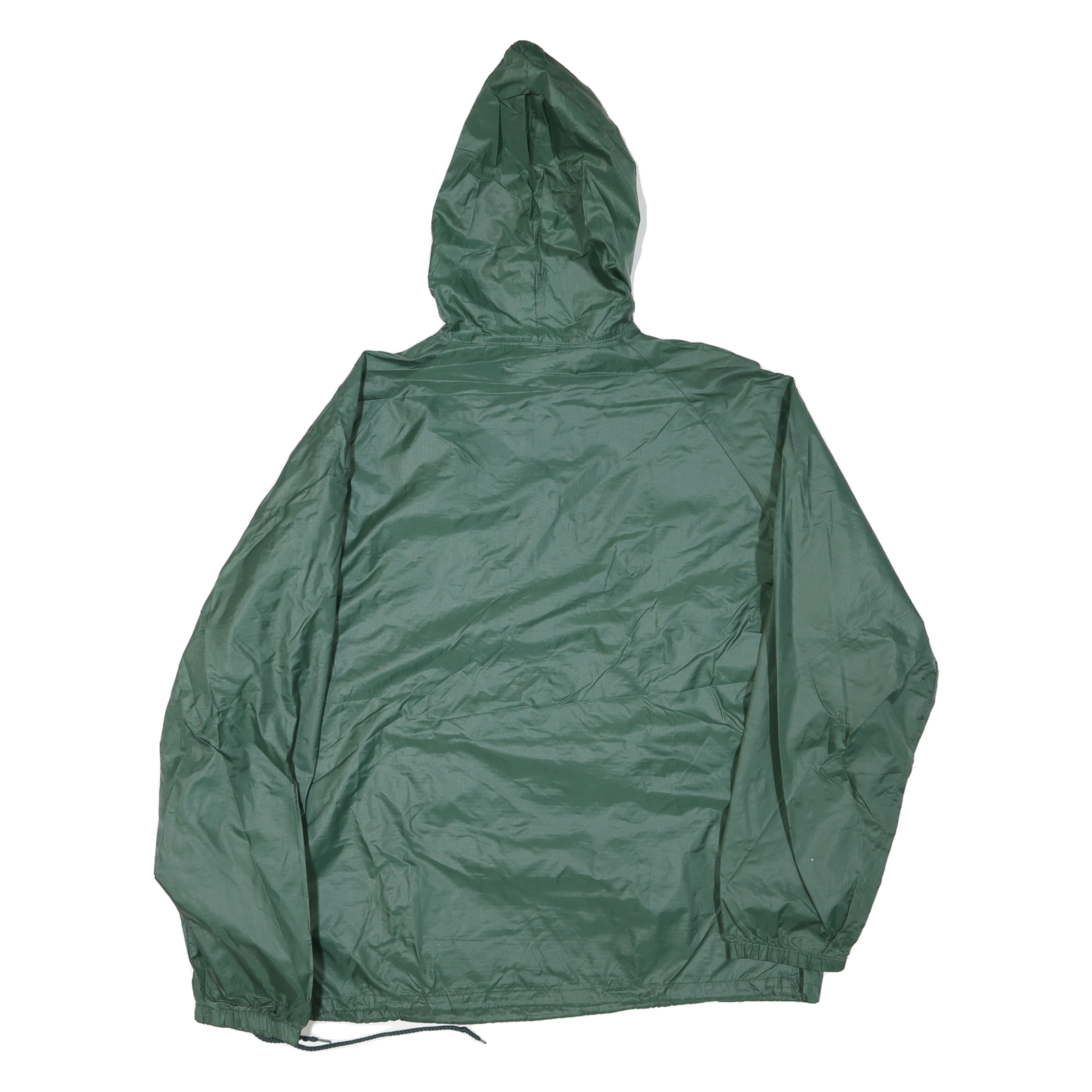 BAY SHORE Mens Green Nylon Hooded Zip Jacket XL Plain Lightweight Outdoor