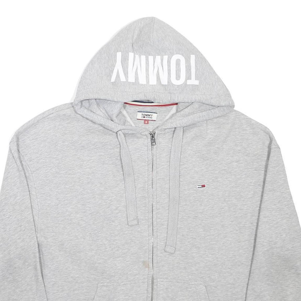 TOMMY HILFIGER Womens Grey Hoodie S Zippered Hooded Sweatshirt Casual Wear