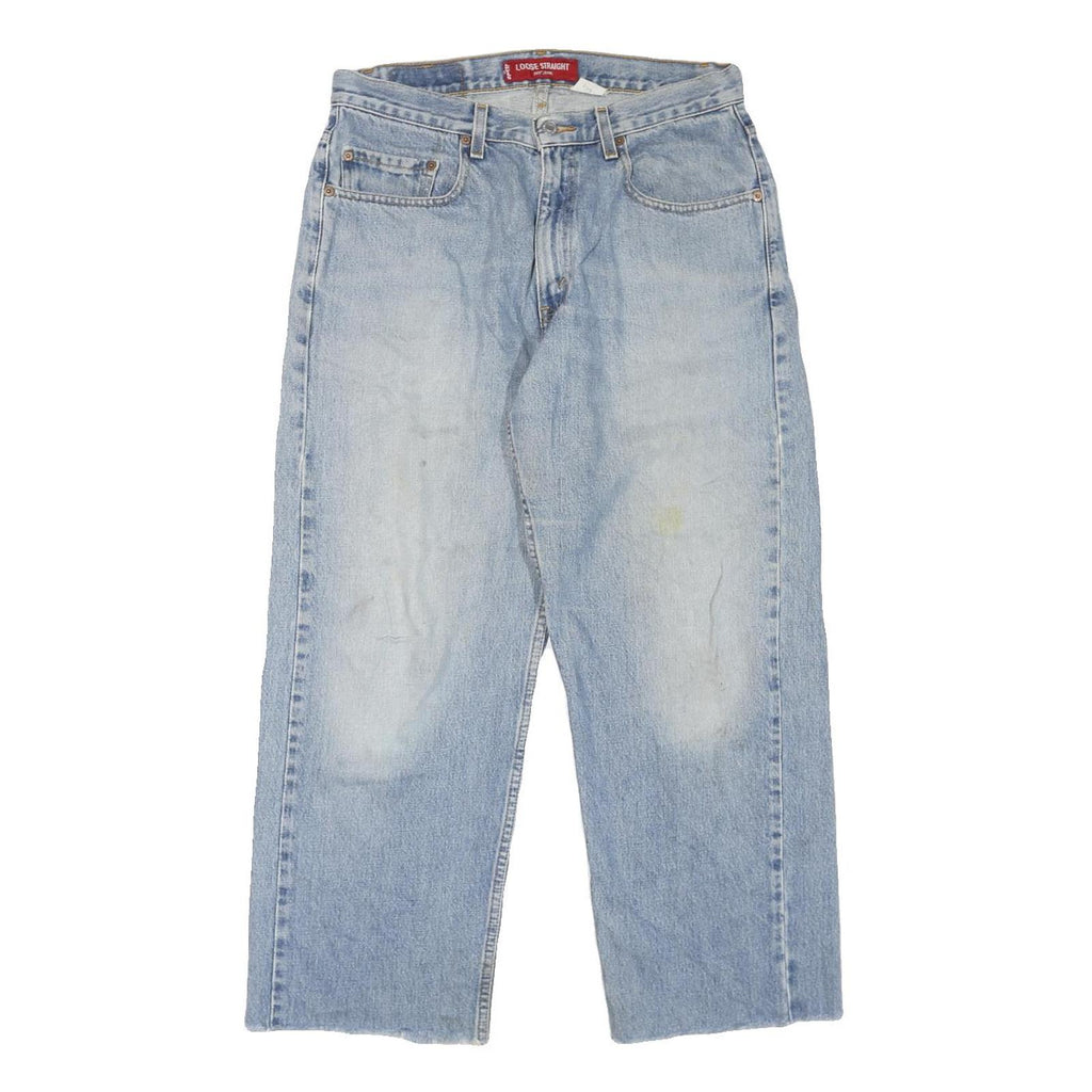 LEVI'S 569 Mens Jeans Blue Loose Straight Denim Light W32 L27 Button Closure