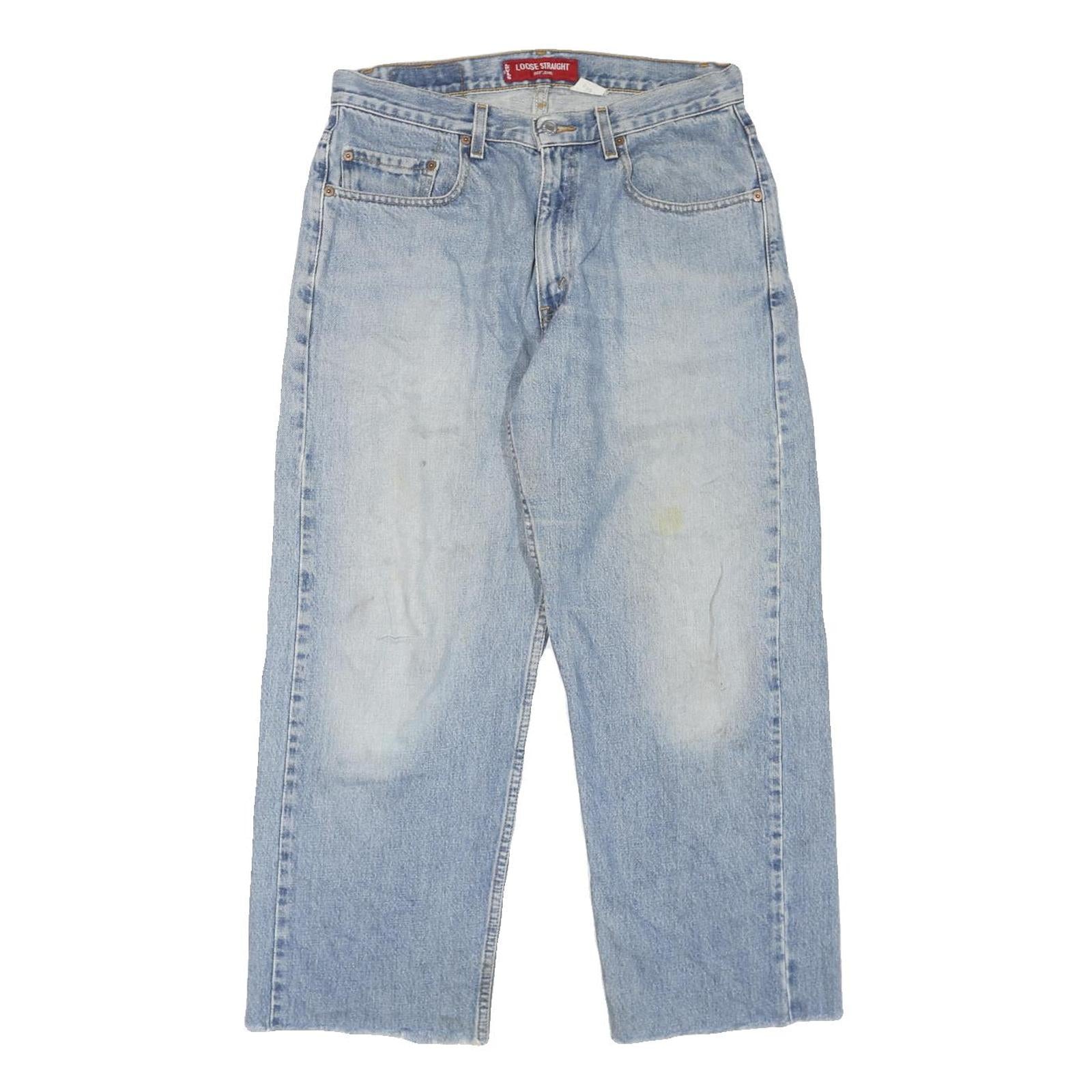 LEVI'S 569 Mens Jeans Blue Loose Straight Denim Light W32 L27 Button Closure