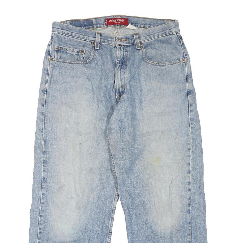 LEVI'S 569 Mens Jeans Blue Loose Straight Denim Light W32 L27 Button Closure